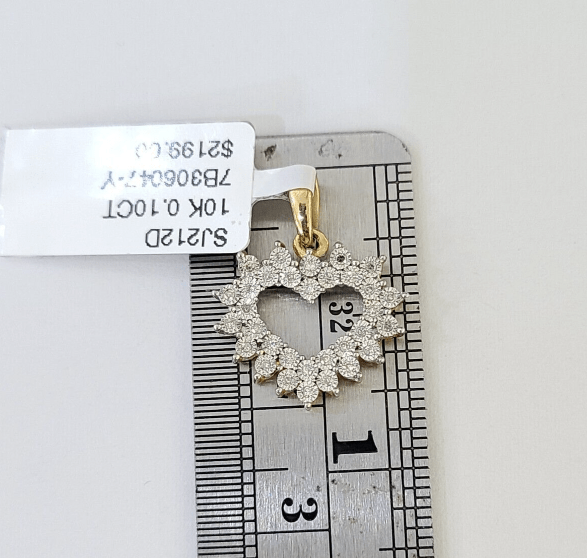 10K Yellow Gold Diamond Heart Charm Real Women Pendant Genuine - GoldenlinQ