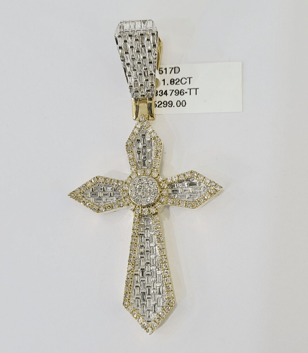 10k Yellow Gold Diamond Jesus Cross Charm Pendant Genuine Diamond Real - GoldenlinQ