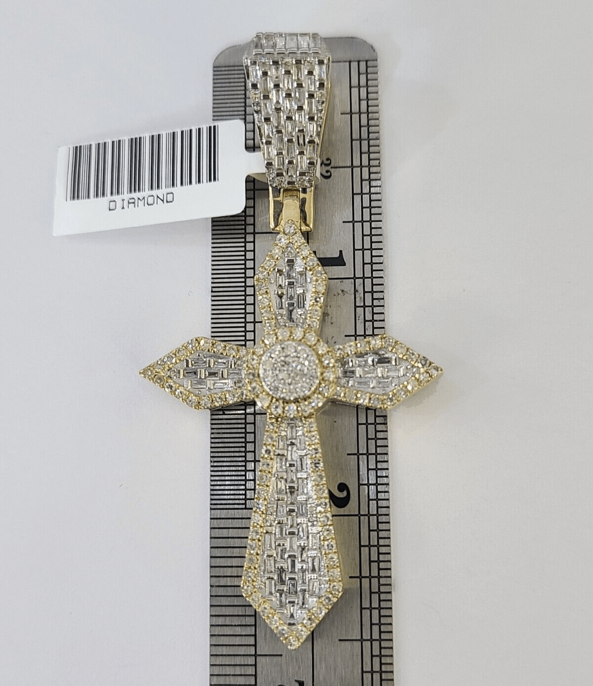 10k Yellow Gold Diamond Jesus Cross Charm Pendant Genuine Diamond Real - GoldenlinQ