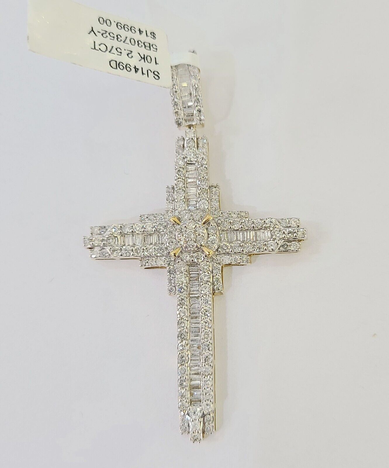 10k Yellow Gold Diamond Jesus Cross Charm Pendant Genuine Diamond Real - GoldenlinQ