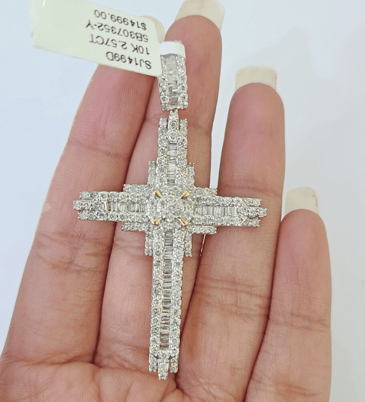 10k Yellow Gold Diamond Jesus Cross Charm Pendant Genuine Diamond Real - GoldenlinQ