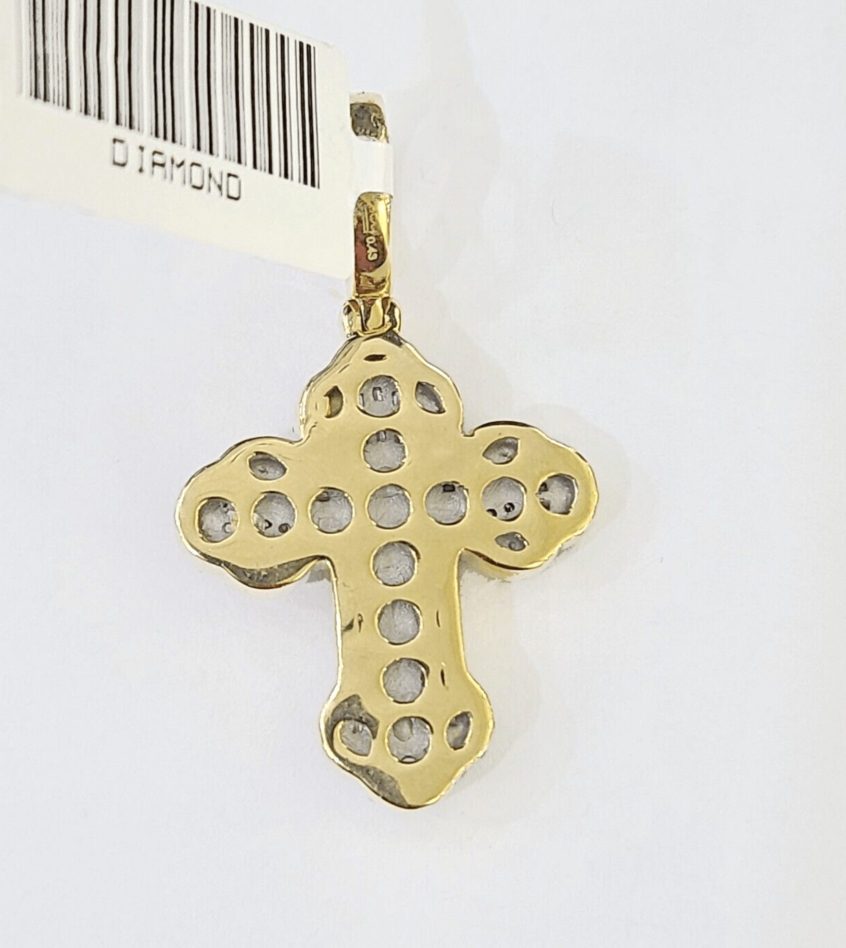 10k Yellow Gold Diamond Jesus Cross Charm Pendant Genuine Diamond Real - GoldenlinQ