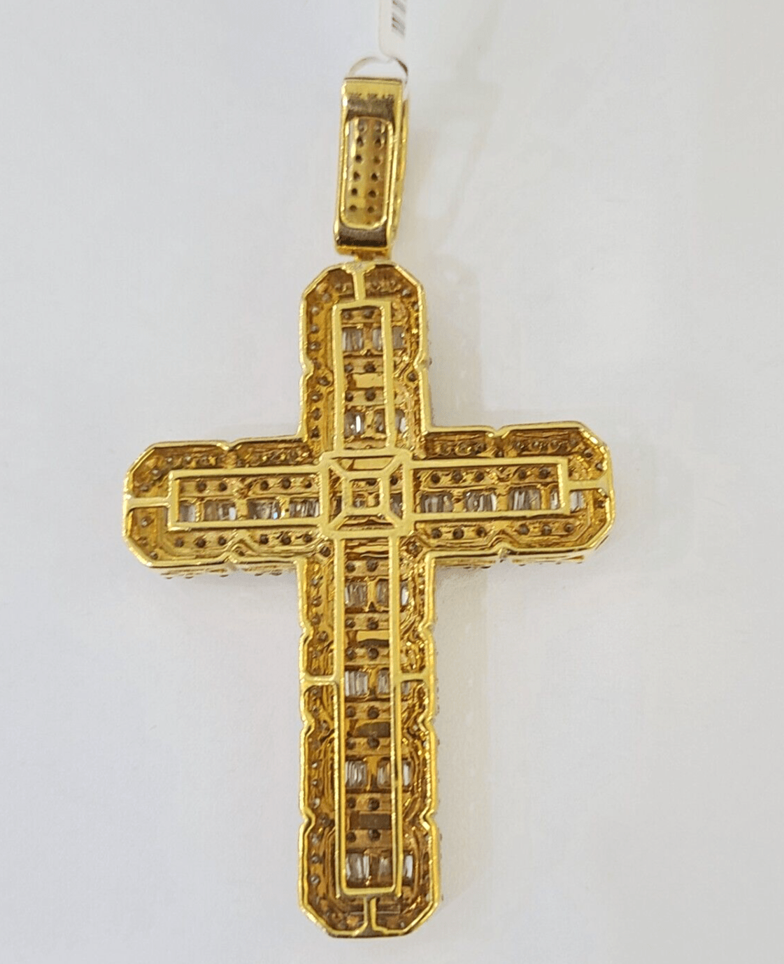 10k Yellow Gold Diamond Jesus Cross Charm Pendant Genuine Diamond Real - GoldenlinQ