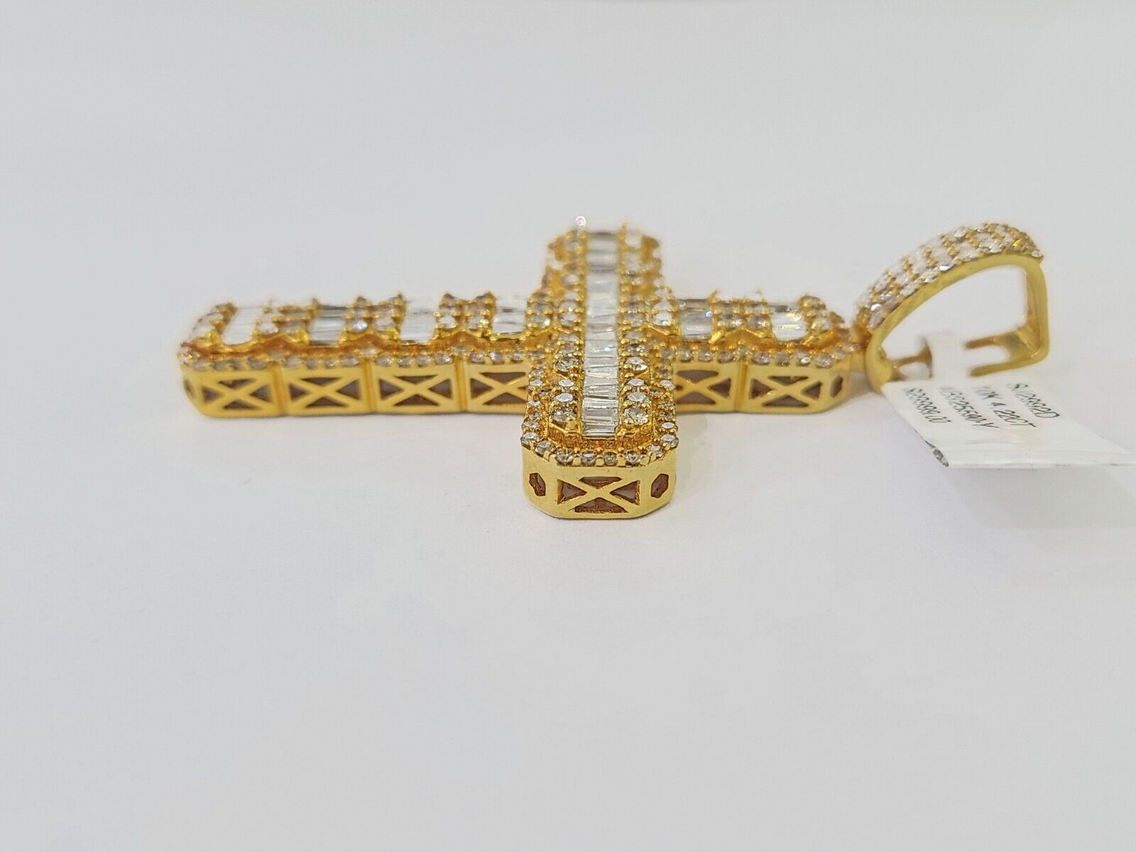 10k Yellow Gold Diamond Jesus Cross Charm Pendant Genuine Diamond Real - GoldenlinQ