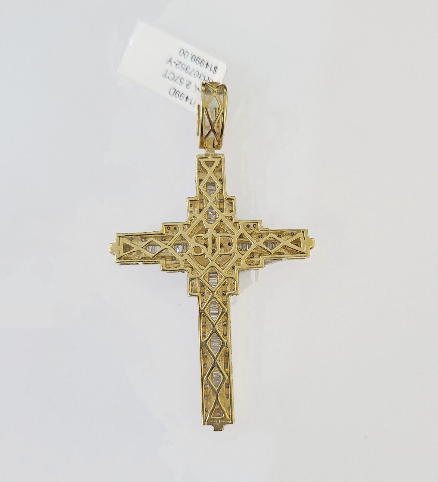 10k Yellow Gold Diamond Jesus Cross Charm Pendant Genuine Diamond Real - GoldenlinQ