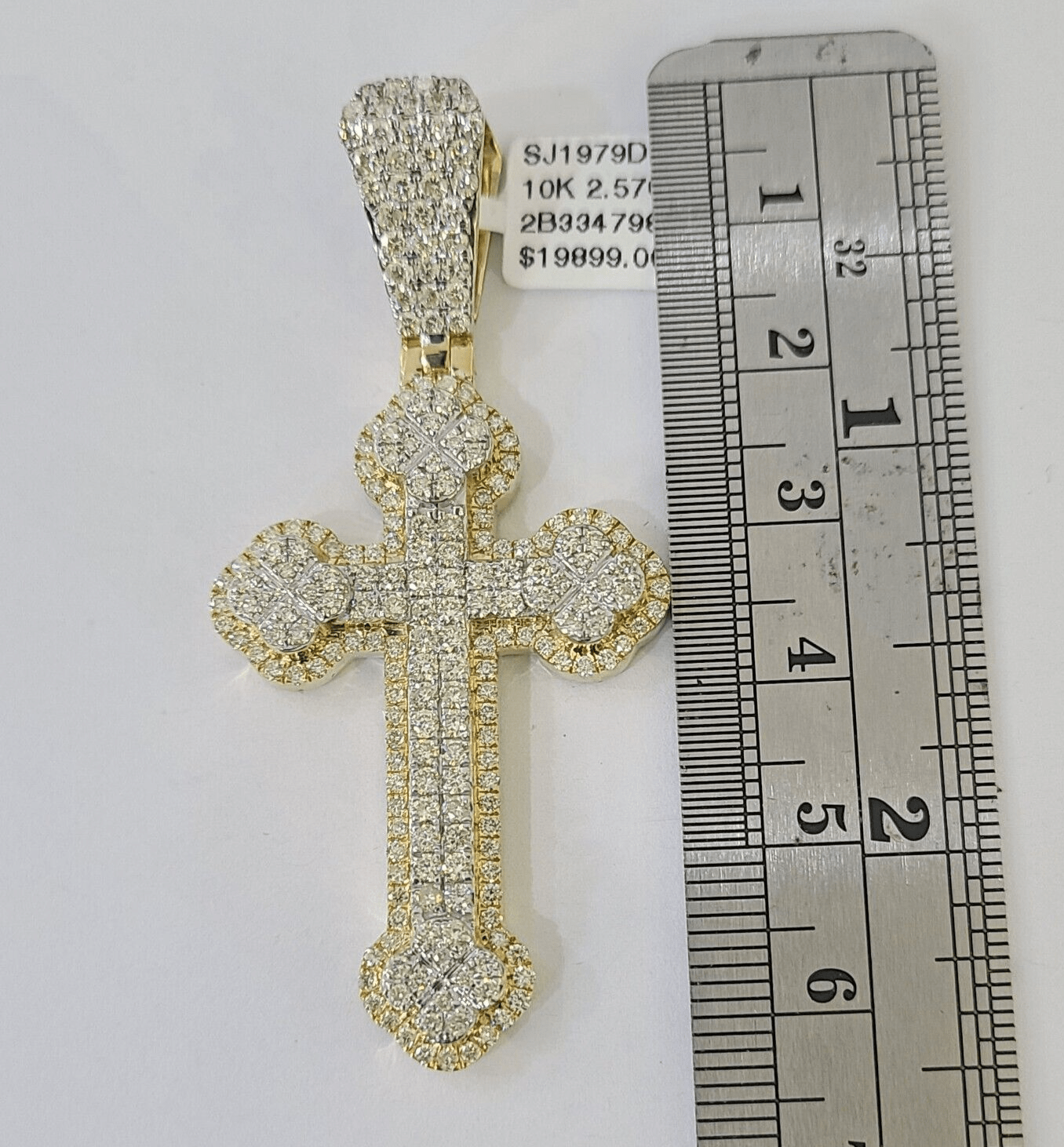 10k Yellow Gold Diamond Jesus Cross Charm Pendant Genuine Diamond Real - GoldenlinQ