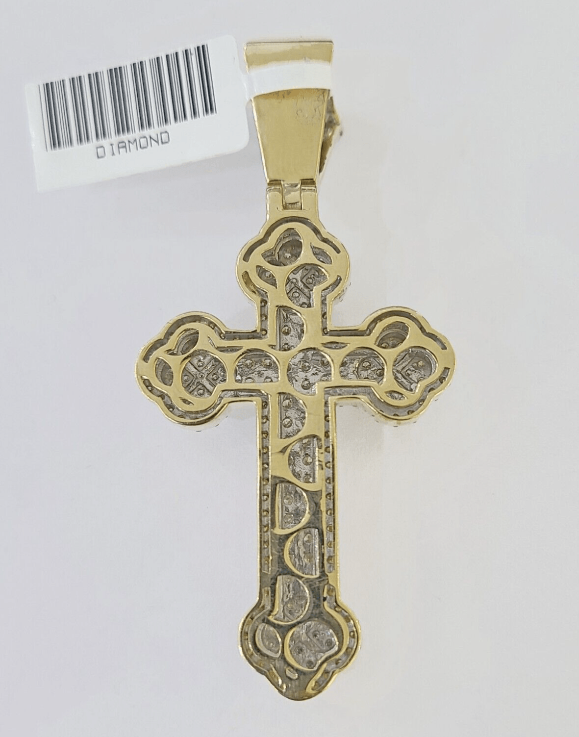 10k Yellow Gold Diamond Jesus Cross Charm Pendant Genuine Diamond Real - GoldenlinQ
