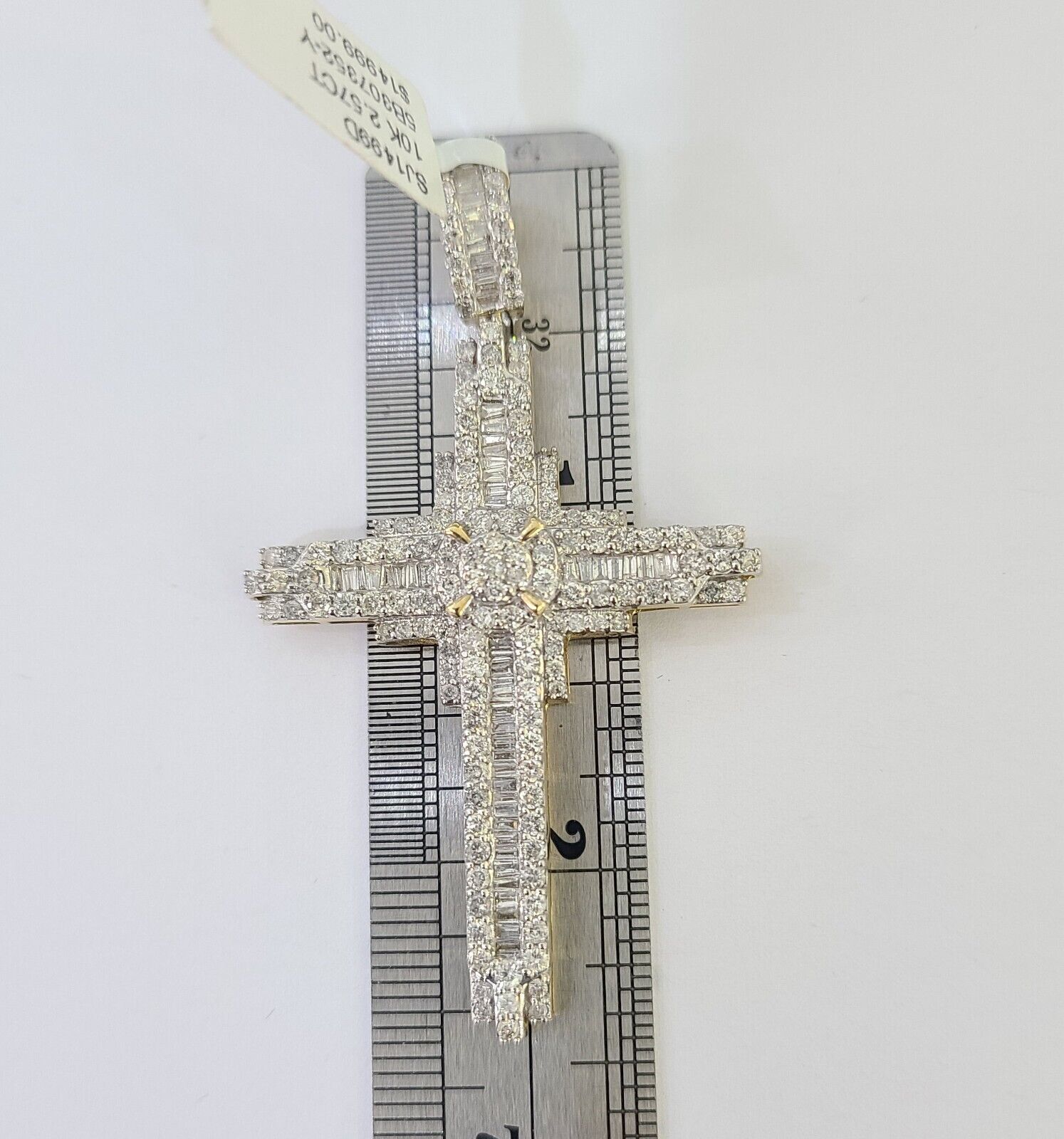 10k Yellow Gold Diamond Jesus Cross Charm Pendant Genuine Diamond Real - GoldenlinQ