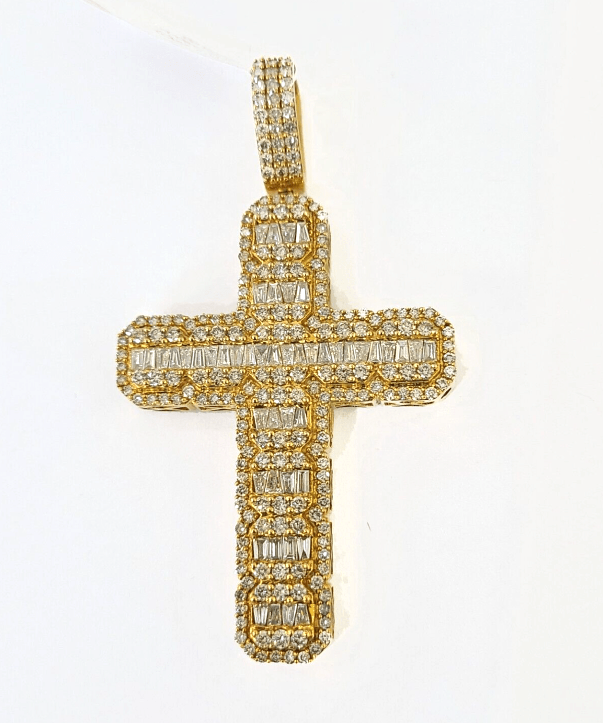 10k Yellow Gold Diamond Jesus Cross Charm Pendant Genuine Diamond Real - GoldenlinQ