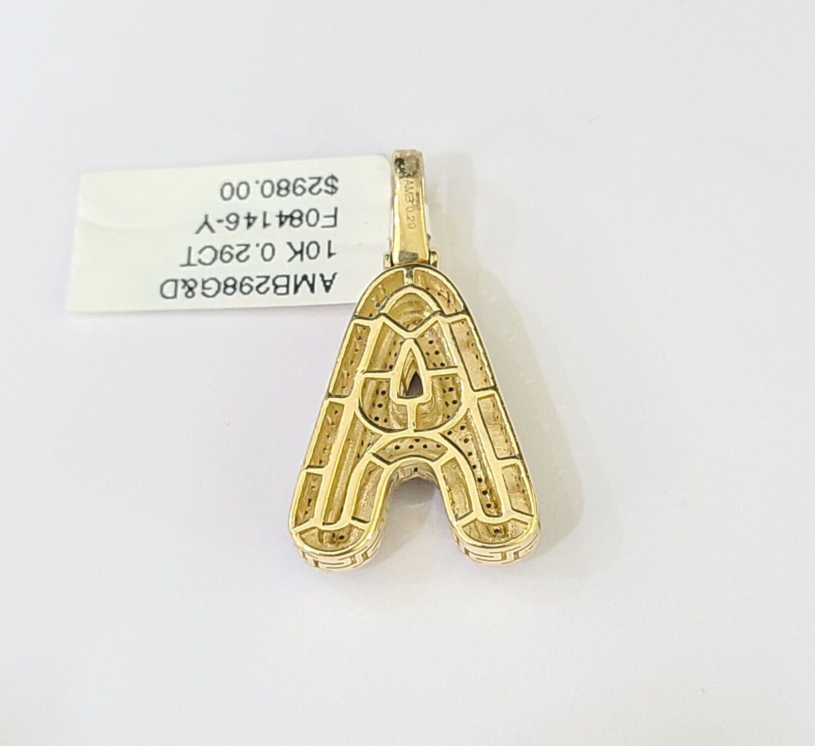 10k Yellow Gold Diamond Letter "A" Initial Alphabet Charm/Pendant Real Genuine - GoldenlinQ