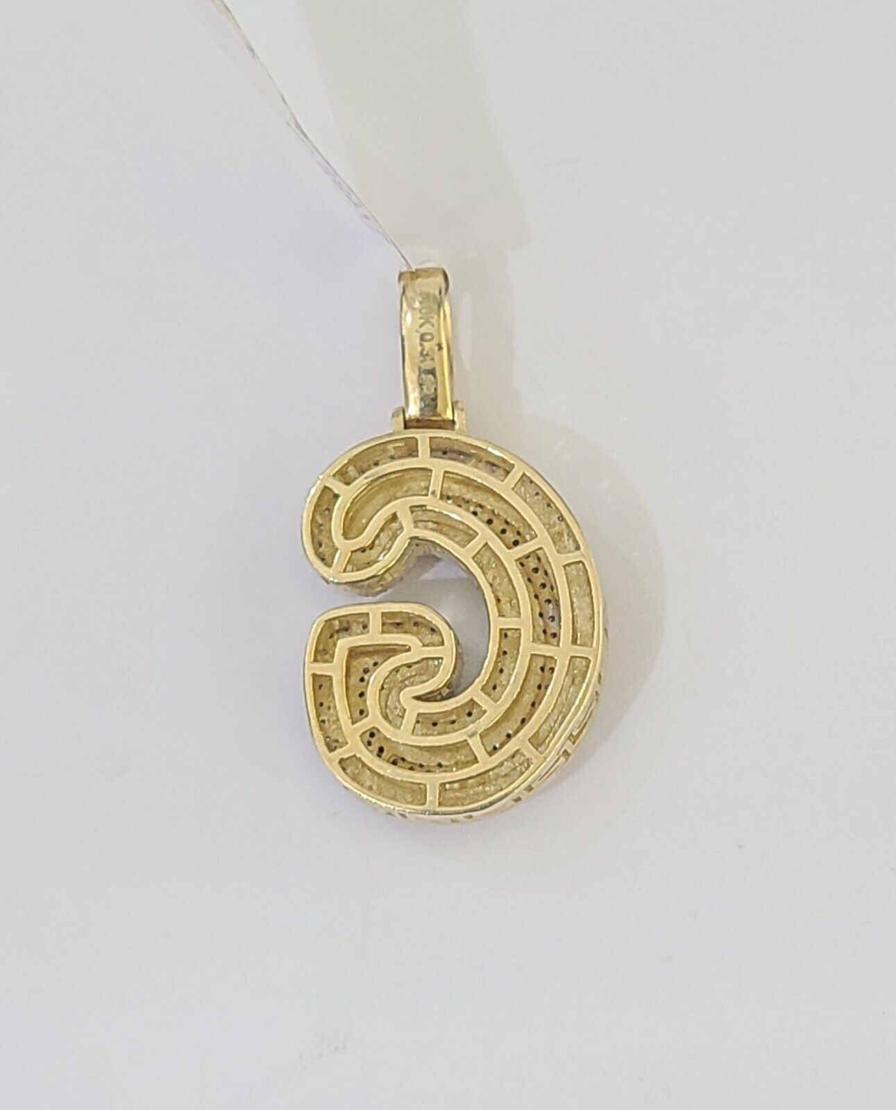 10k Yellow Gold Diamond Letter "G" Initial Alphabet Charm Pendant Real Genuine - GoldenlinQ