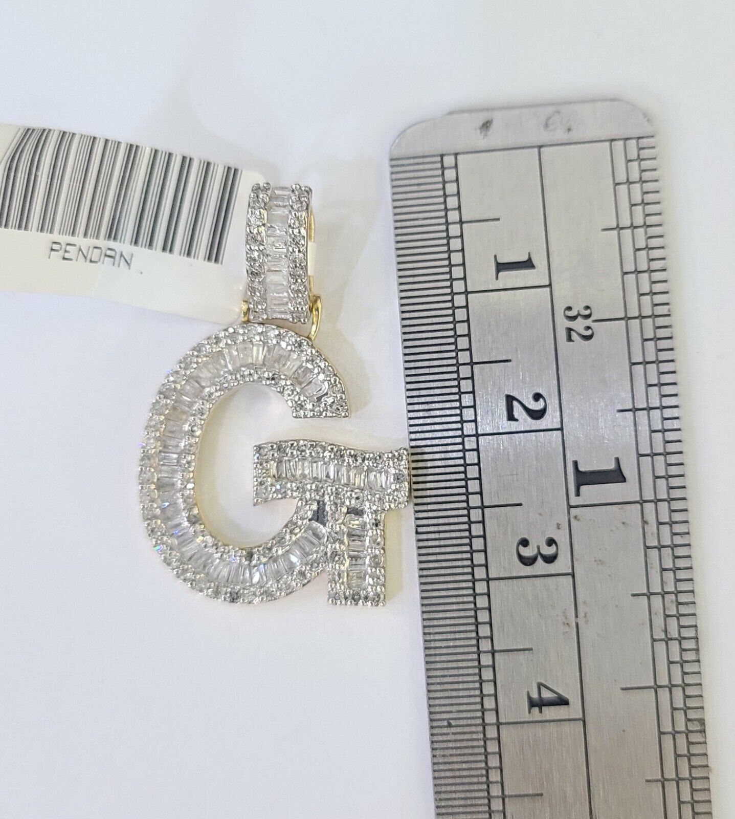 10k Yellow Gold Diamond Letter "G" Initial Alphabet Charm Pendant Real Genuine - GoldenlinQ