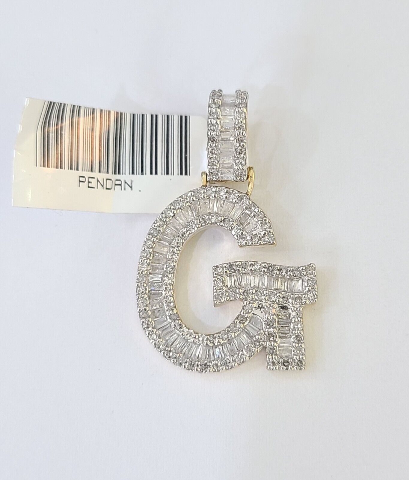 10k Yellow Gold Diamond Letter "G" Initial Alphabet Charm Pendant Real Genuine - GoldenlinQ