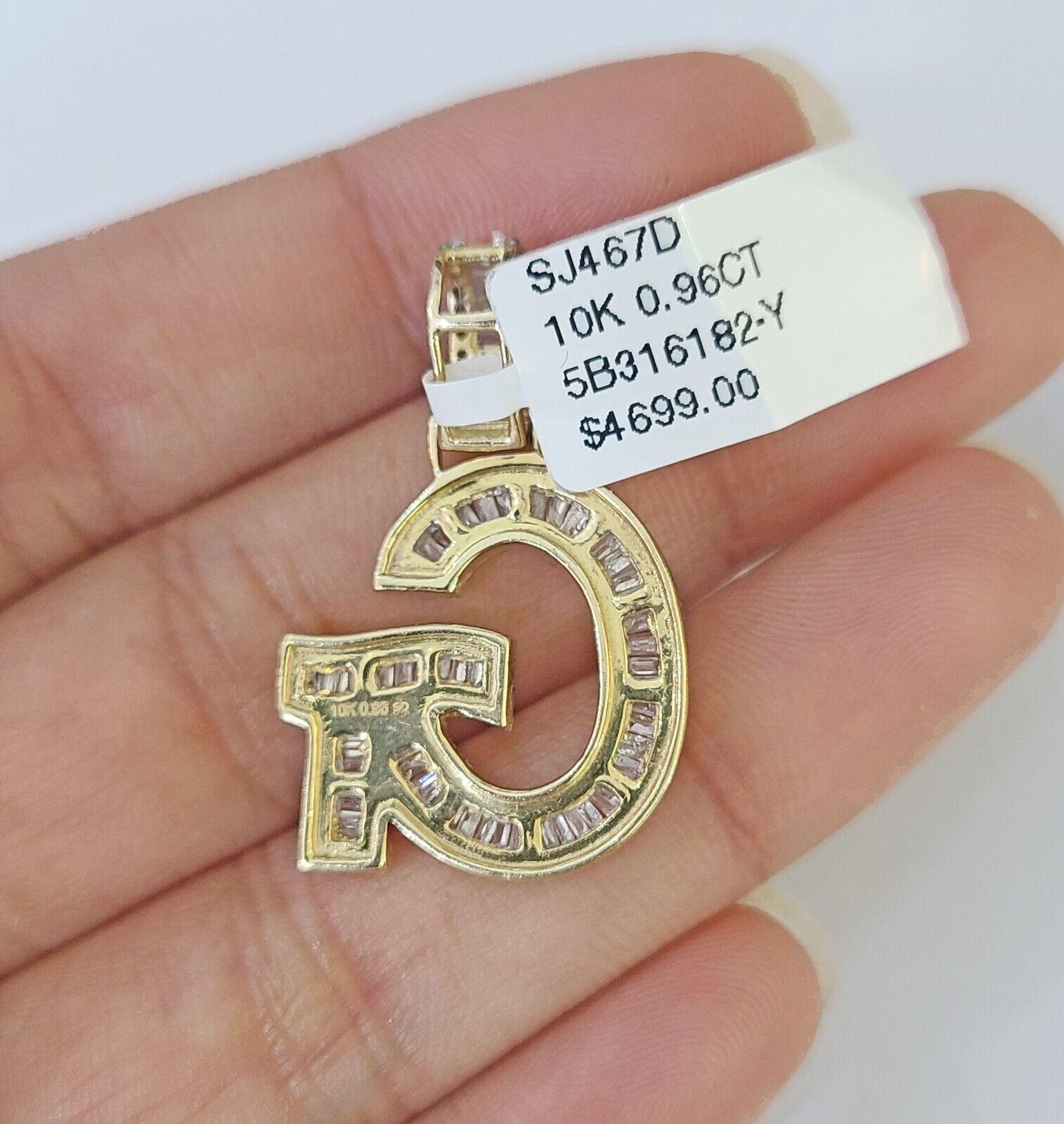 10k Yellow Gold Diamond Letter "G" Initial Alphabet Charm Pendant Real Genuine - GoldenlinQ