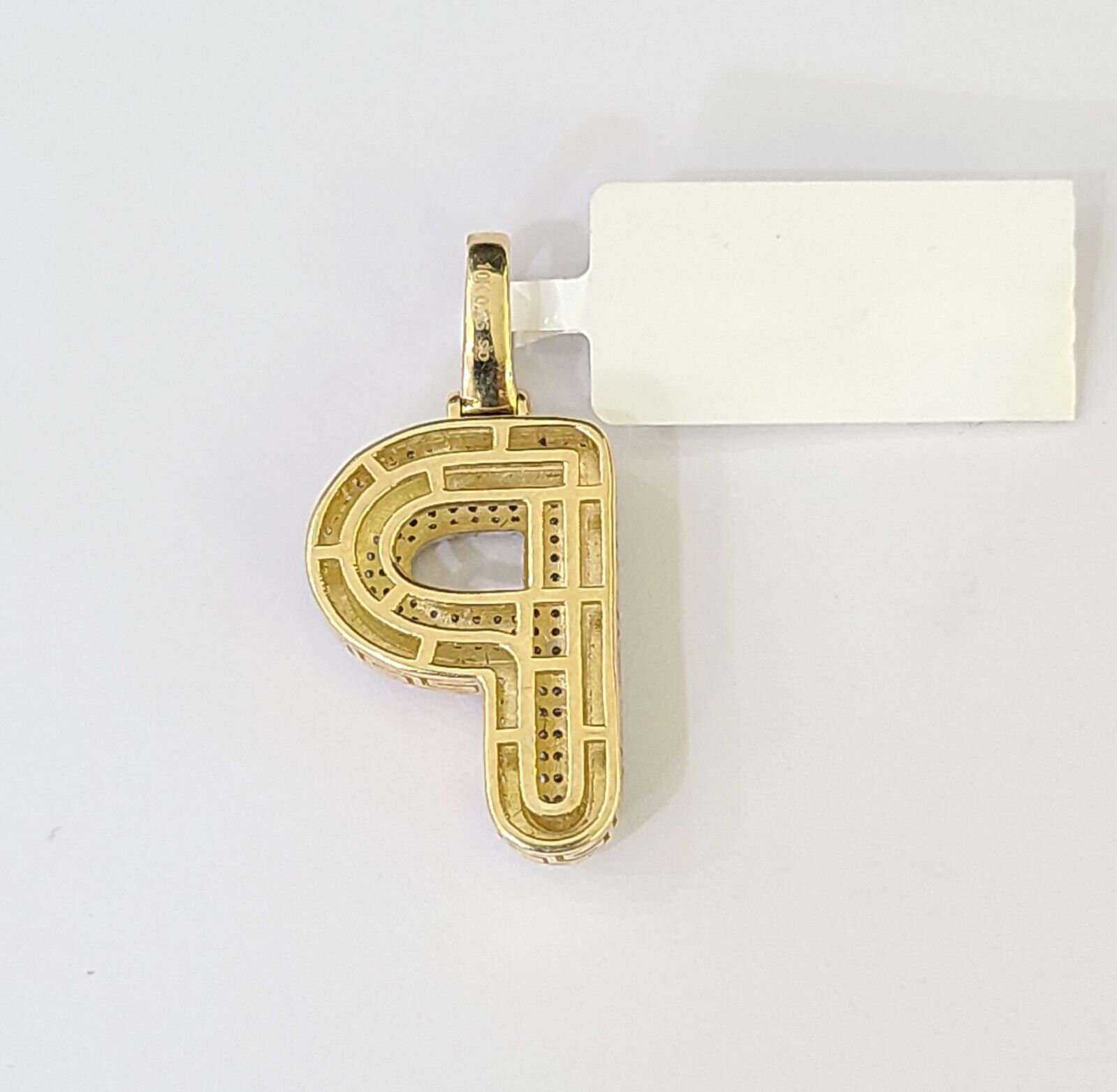 10k Yellow Gold Diamond Letter "P" Initial Alphabet Charm/Pendant Real Genuine - GoldenlinQ