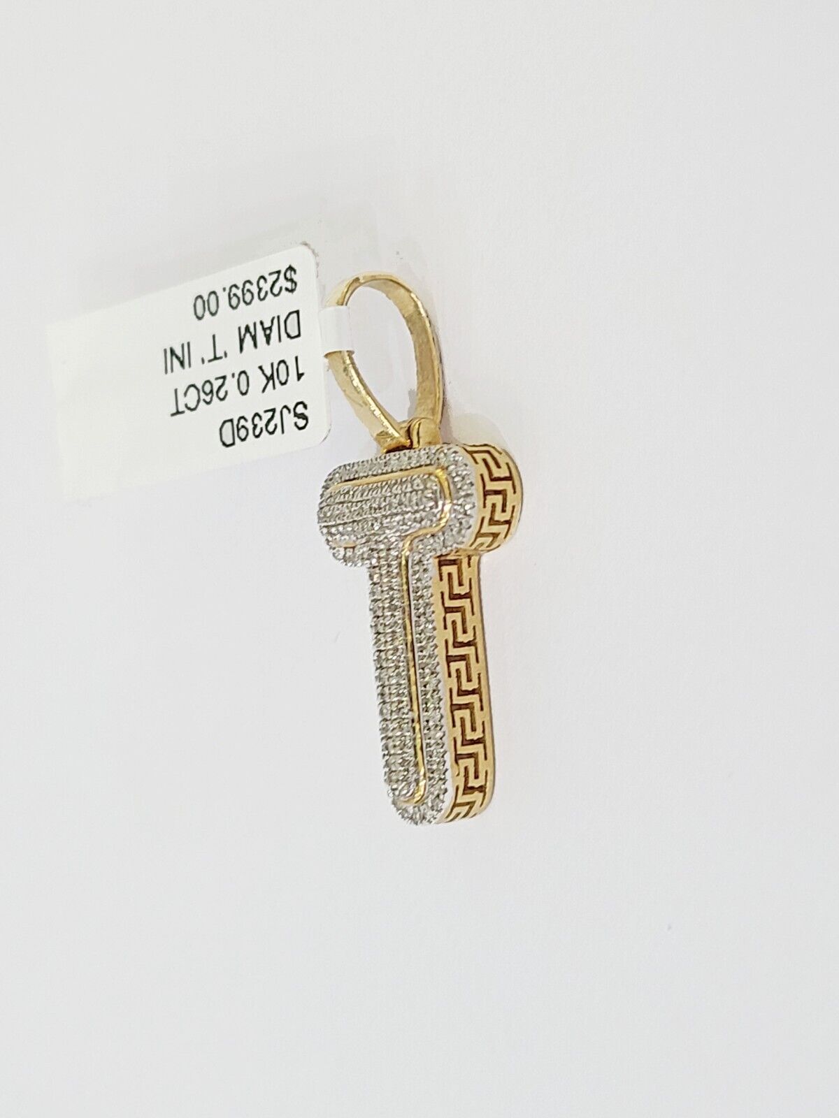 10k Yellow Gold Diamond Letter "T" Initial Alphabet Charm/Pendant Real Genuine - GoldenlinQ