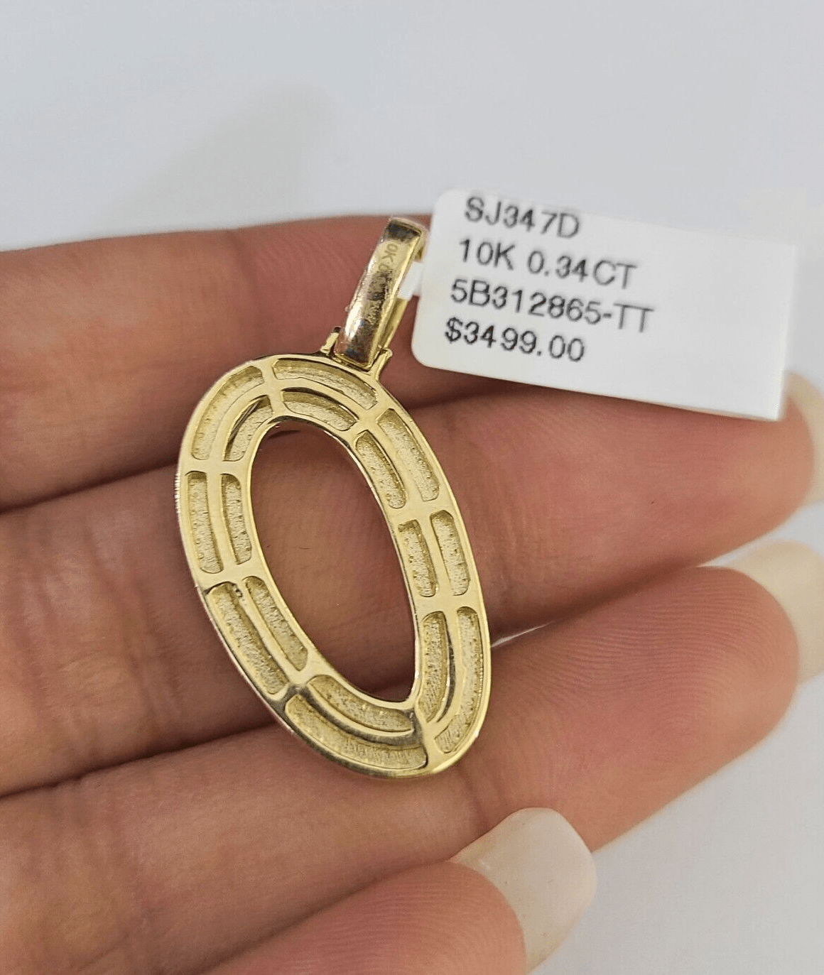 10k Yellow Gold Diamond O Charm Pendant Initial Alphabet Letter Real Genuine - GoldenlinQ