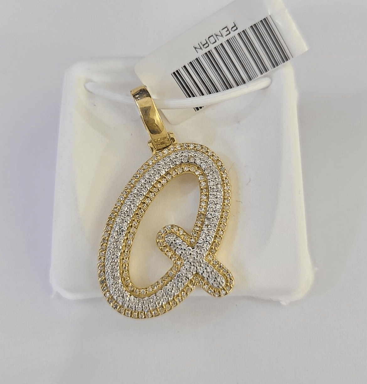 10k Yellow Gold Diamond Q Charm Pendant Initial Alphabet Letter Real Genuine - GoldenlinQ
