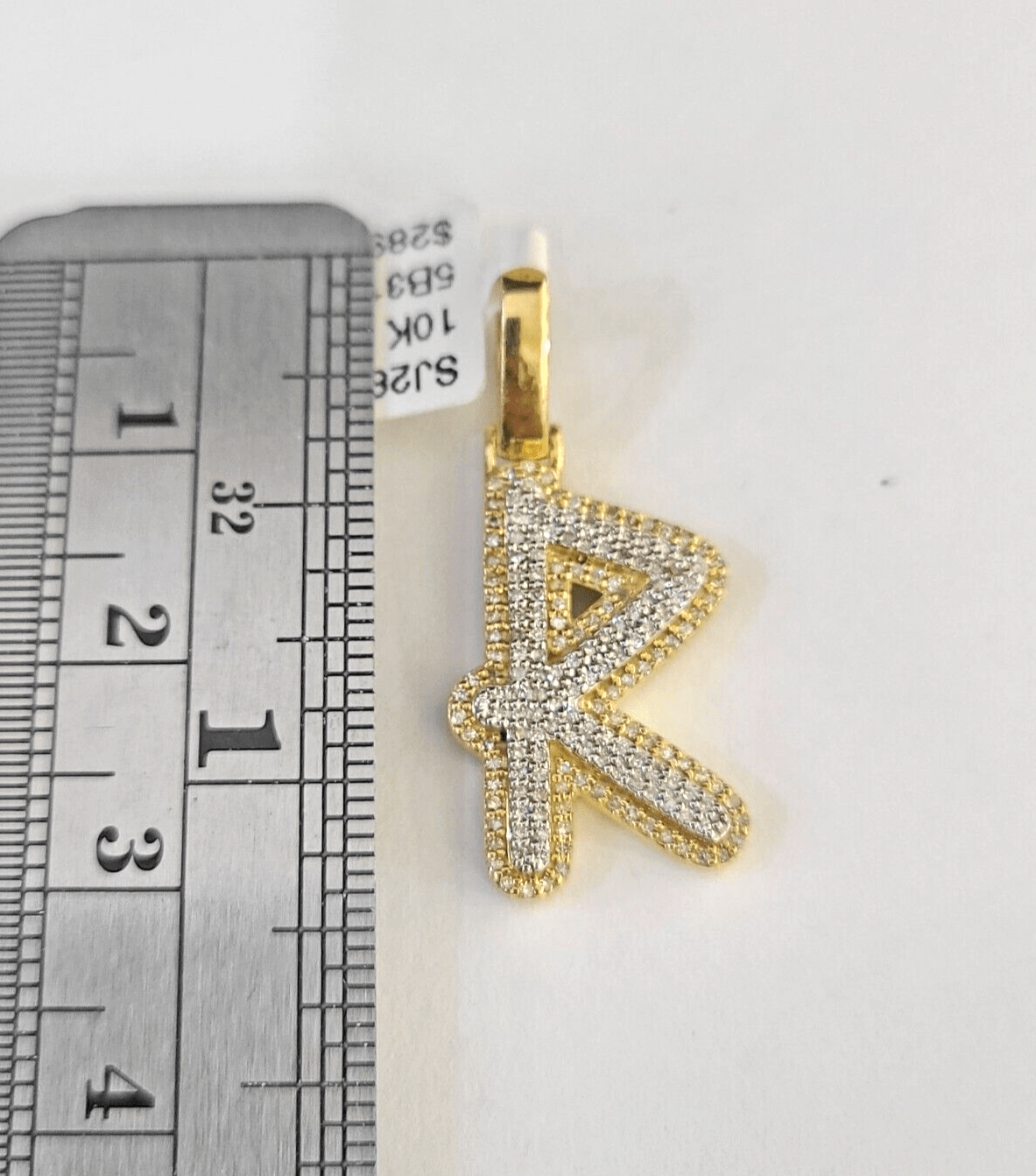 10k Yellow Gold Diamond R Charm Pendant Initial Alphabet Letter Real Genuine - GoldenlinQ