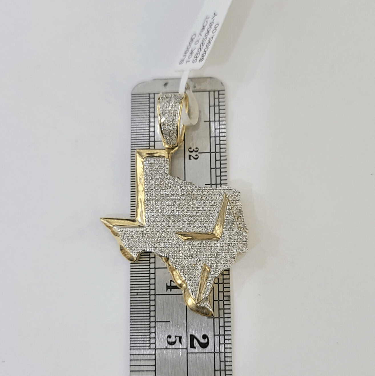 10k Yellow Gold Diamond Texas Map Charm Men Women Pendant Genuine 1.5" Real - GoldenlinQ