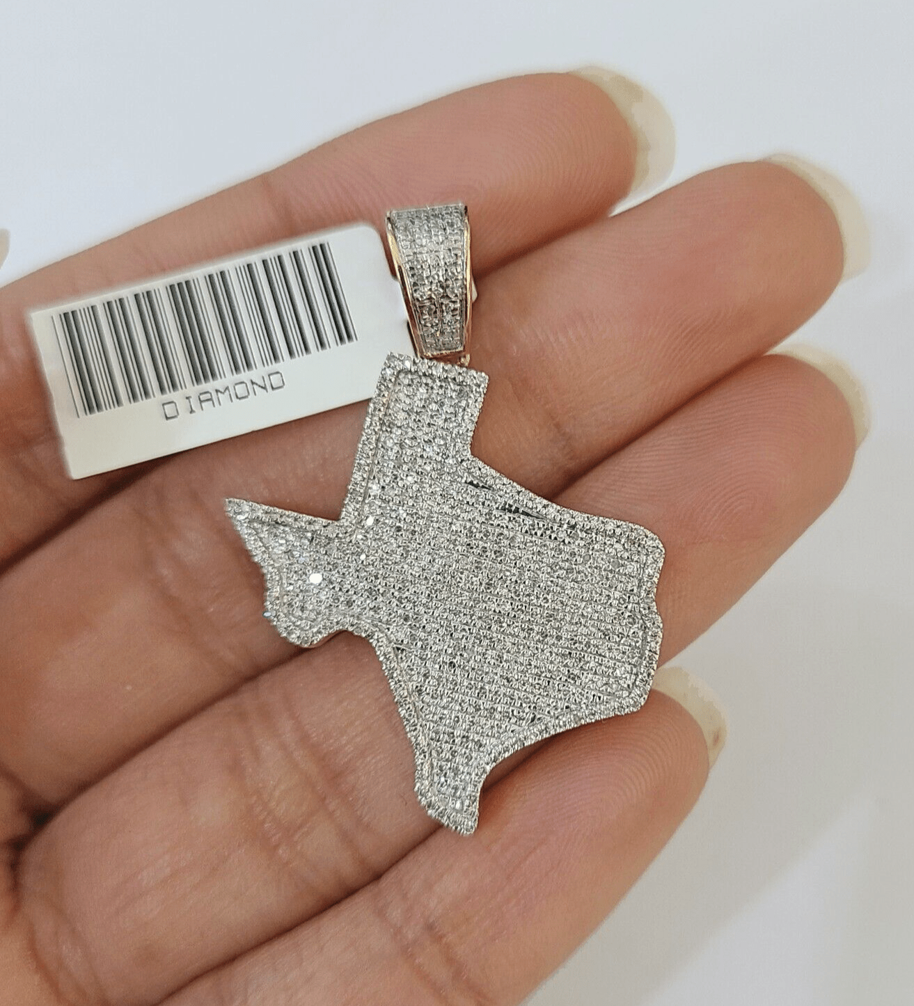 10k Yellow Gold Diamond Texas Map Charm Men Women Pendant Genuine 1.5" Real - GoldenlinQ