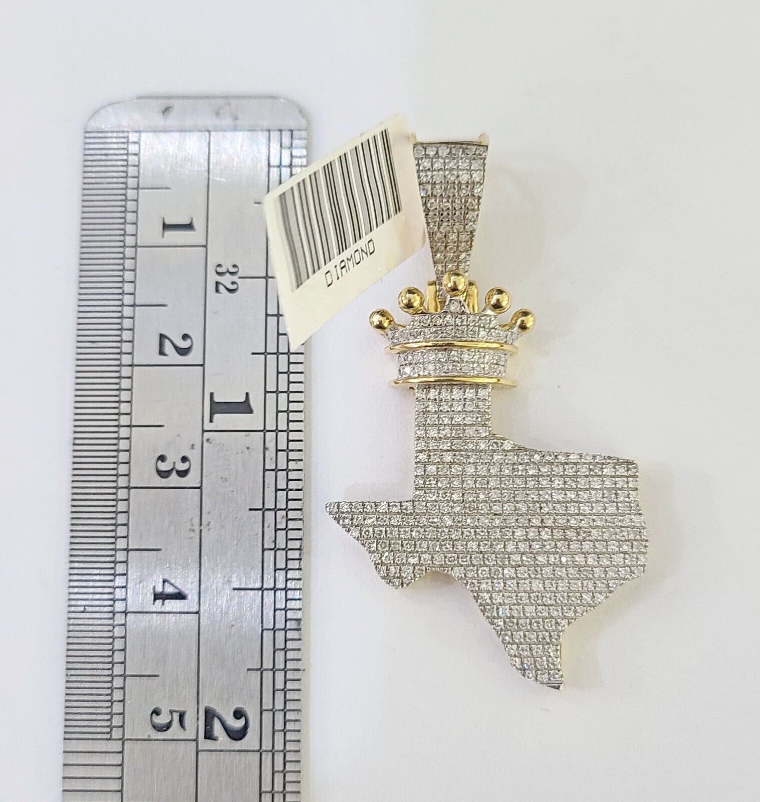 10k Yellow Gold Diamond Texas Map Charm Men Women Pendant Genuine 2" Real - GoldenlinQ