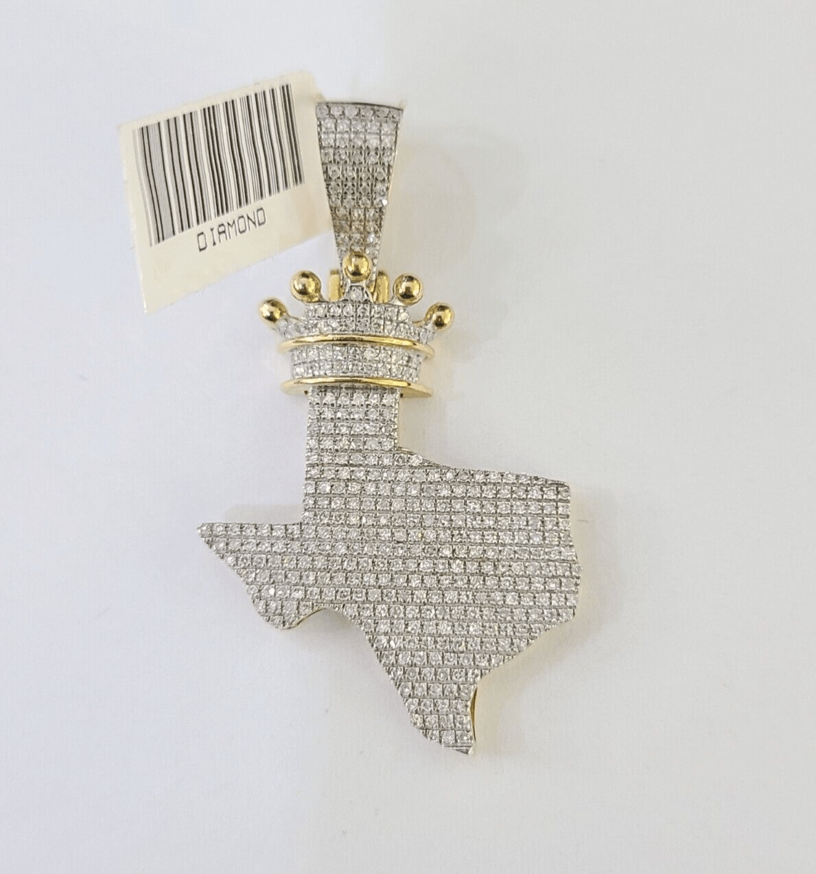 10k Yellow Gold Diamond Texas Map Charm Men Women Pendant Genuine 2" Real - GoldenlinQ