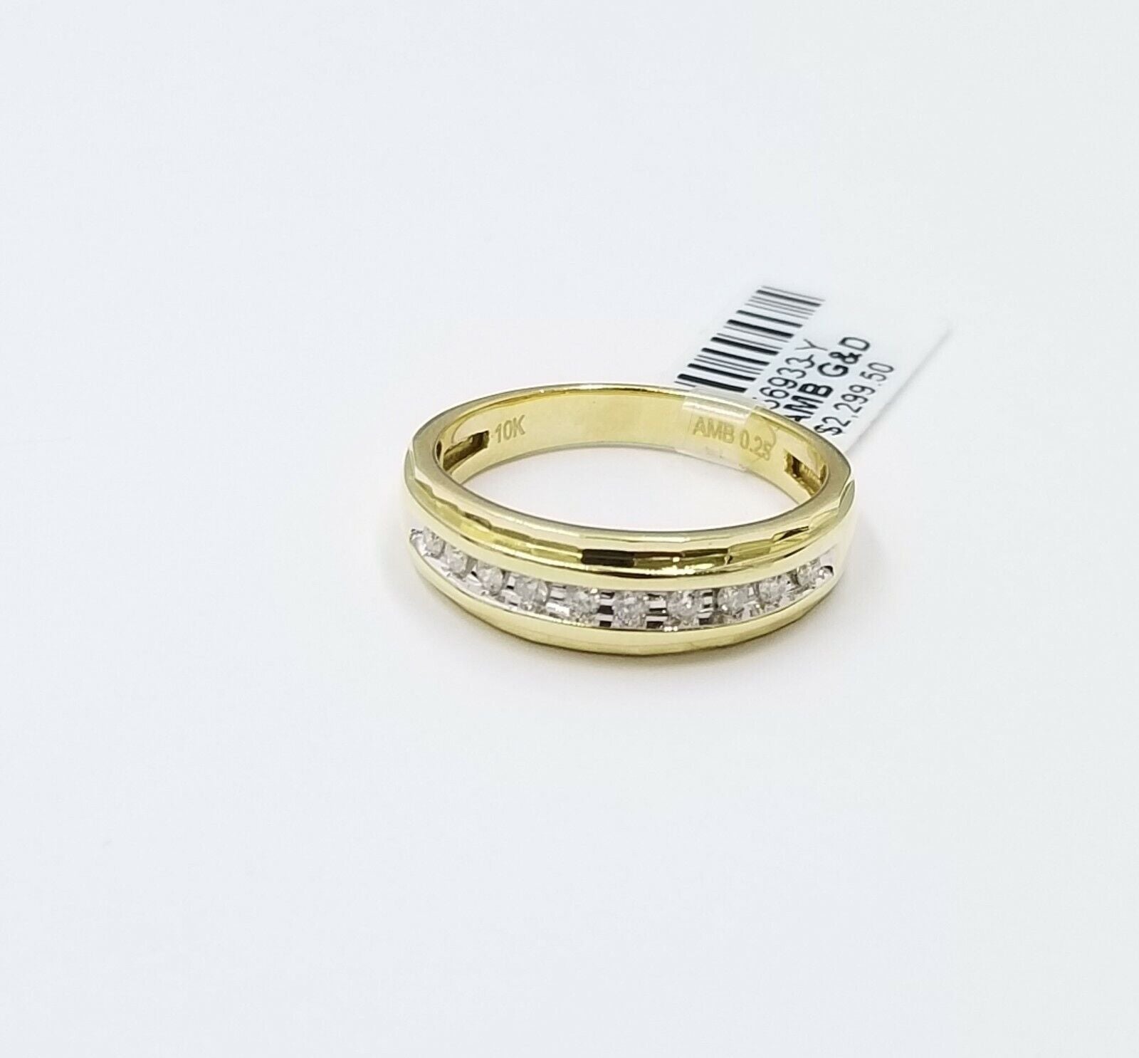 10K Yellow Gold Diamond Wedding Engagement Band Diamond Cut Ring Men - GoldenlinQ