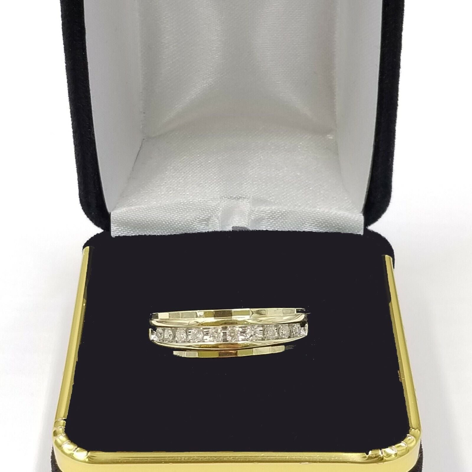 10K Yellow Gold Diamond Wedding Engagement Band Diamond Cut Ring Men - GoldenlinQ