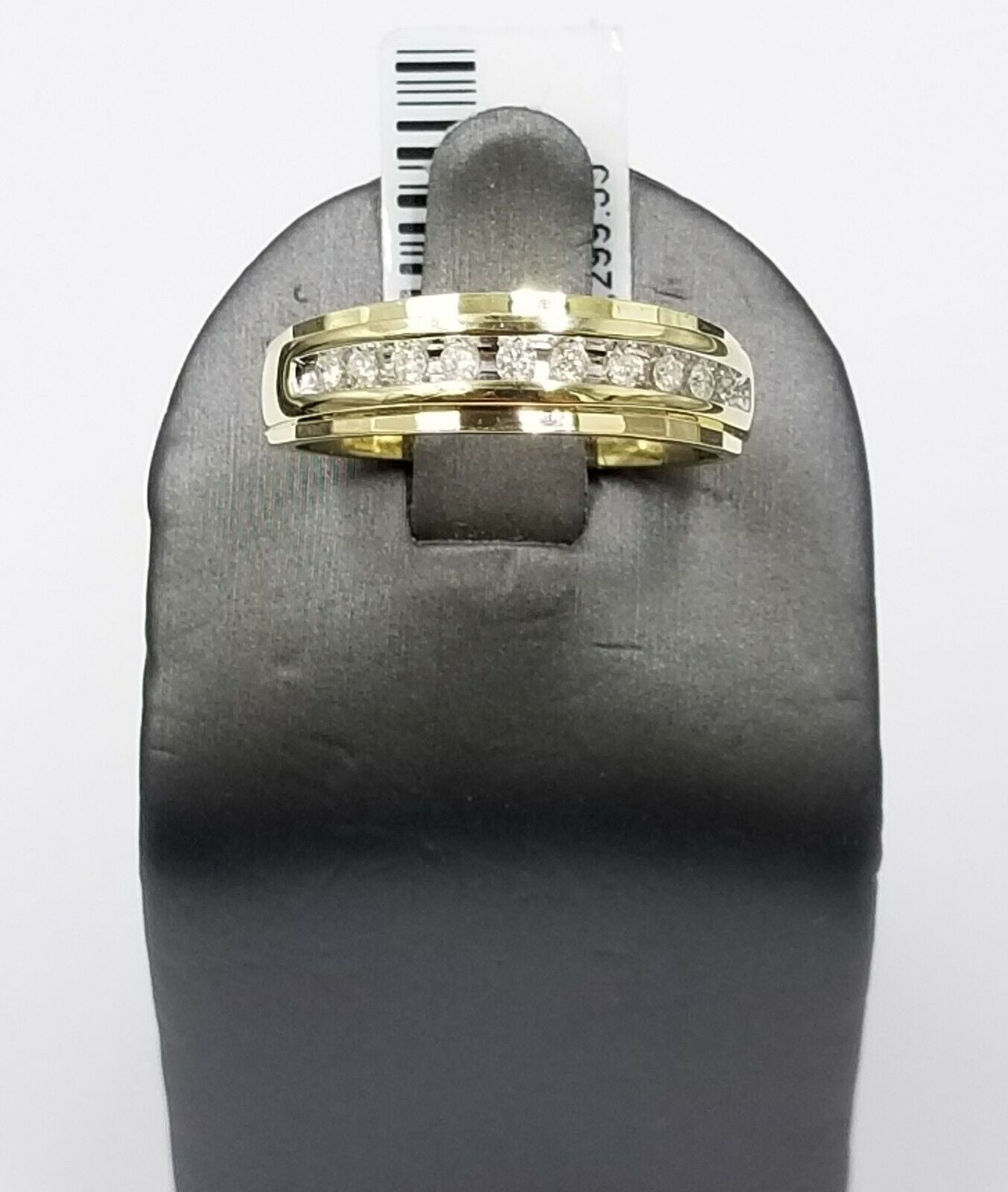 10K Yellow Gold Diamond Wedding Engagement Band Diamond Cut Ring Men - GoldenlinQ