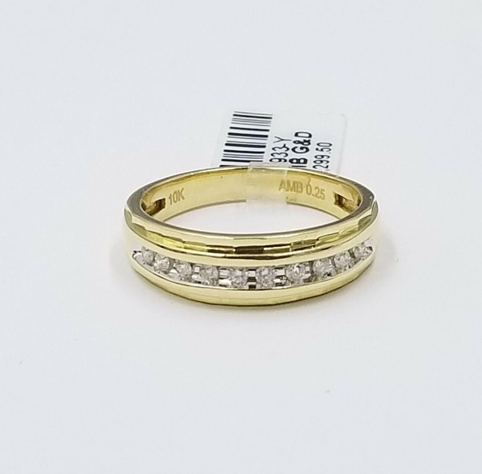 10K Yellow Gold Diamond Wedding Engagement Band Diamond Cut Ring Men - GoldenlinQ