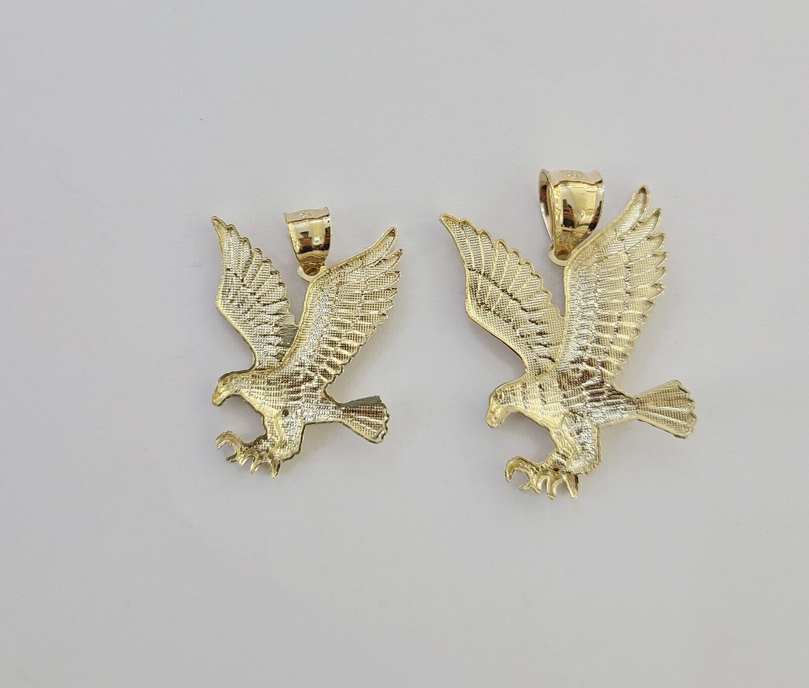 10K Yellow Gold Flying Eagle Charm 1 - 2" Inch Bird Pendent Real 10kt - GoldenlinQ