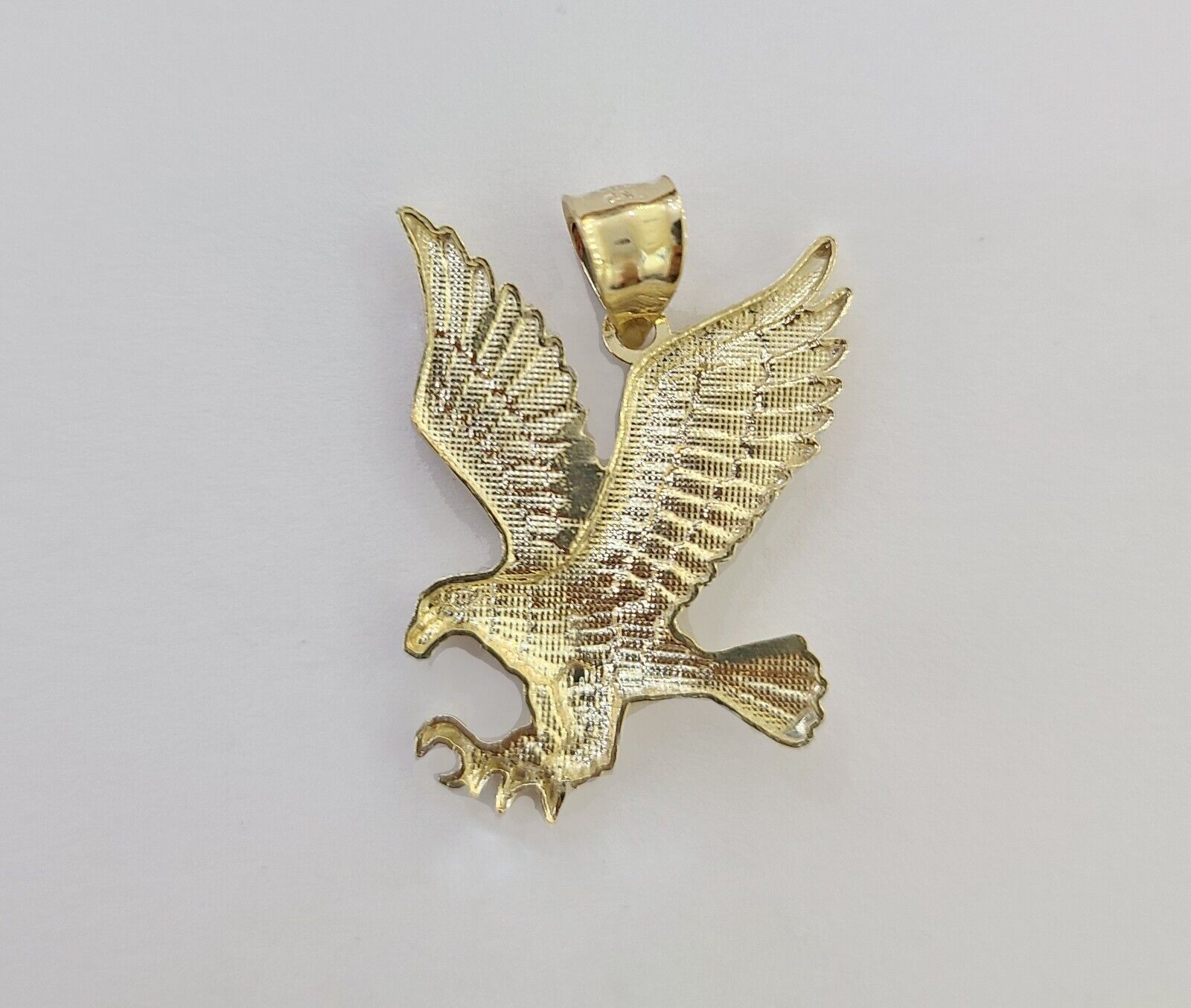 10k Yellow Gold Flying Eagle Charm Pendant For Men Women 1" Inch Bird 10kt Real - GoldenlinQ