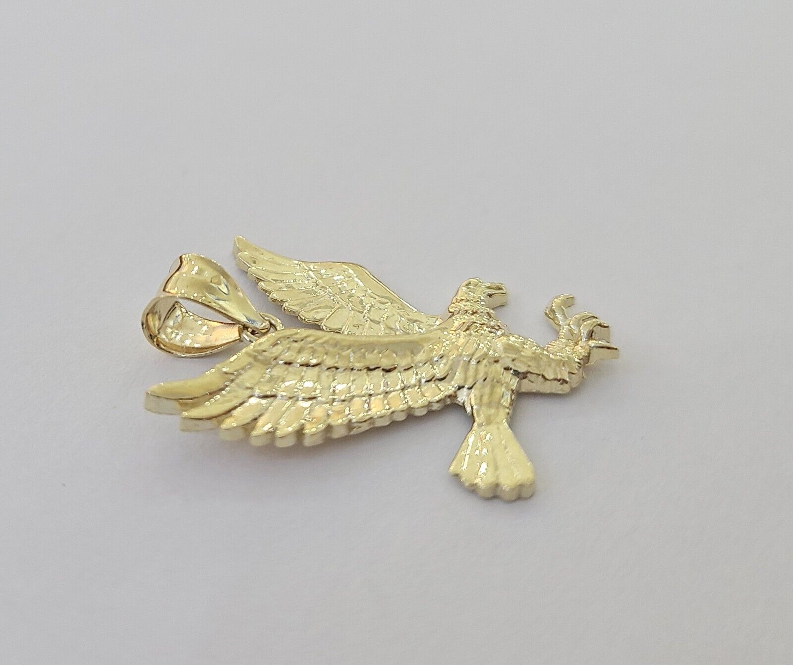 10k Yellow Gold Flying Eagle Charm Pendant For Men Women 1" Inch Bird 10kt Real - GoldenlinQ