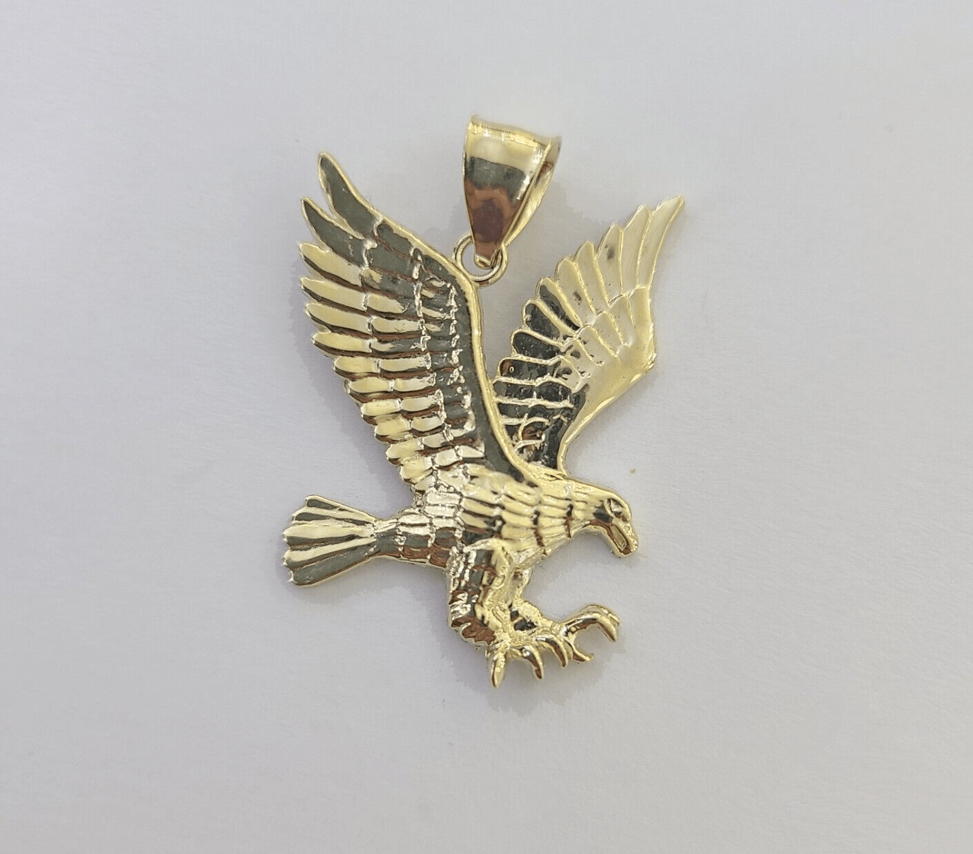 10k Yellow Gold Flying Eagle Charm Pendant For Men Women 1" Inch Bird 10kt Real - GoldenlinQ
