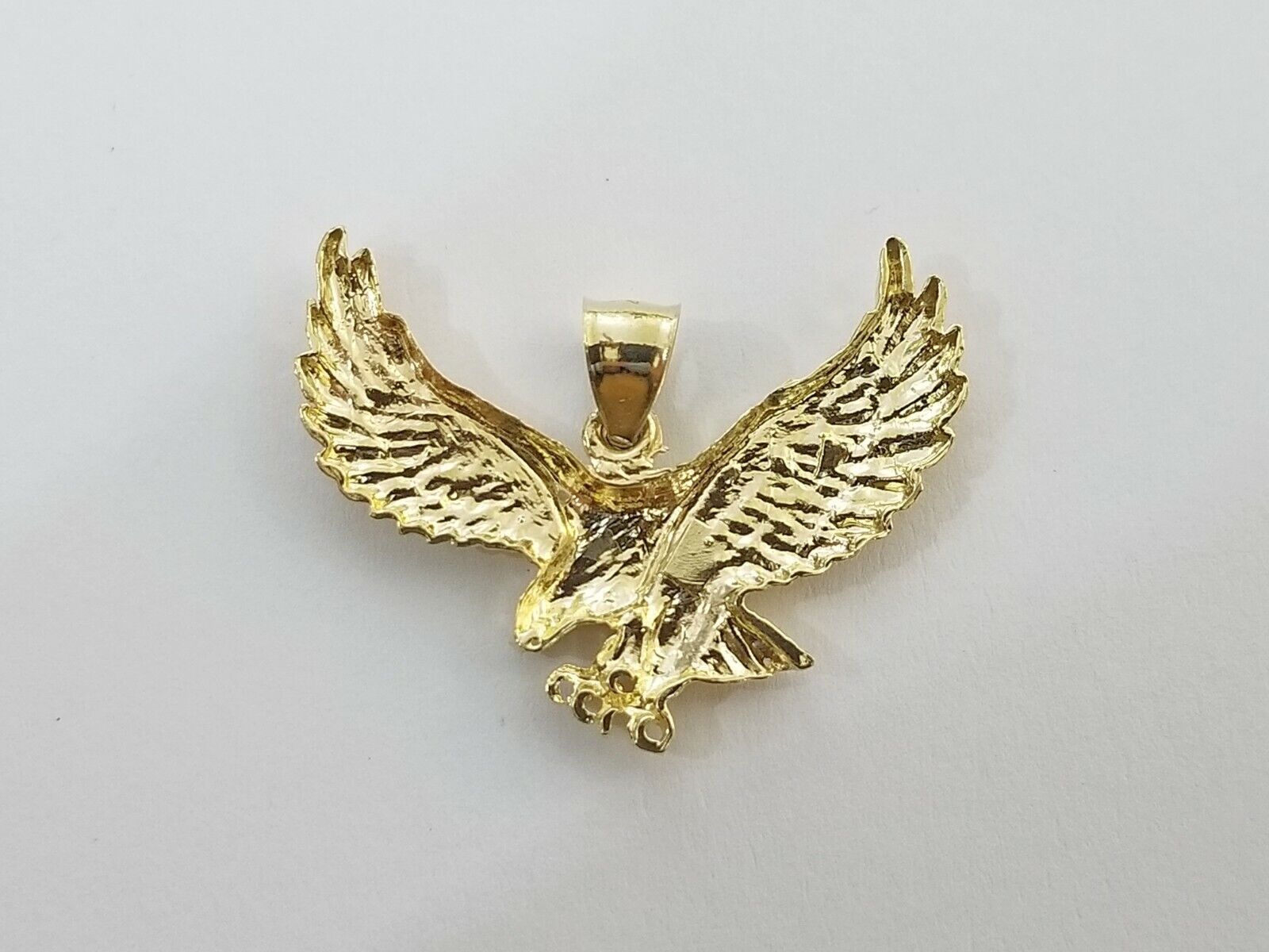 10k Yellow Gold Flying Eagle Diamond Cut Charm Pendant For Men Women Real - GoldenlinQ