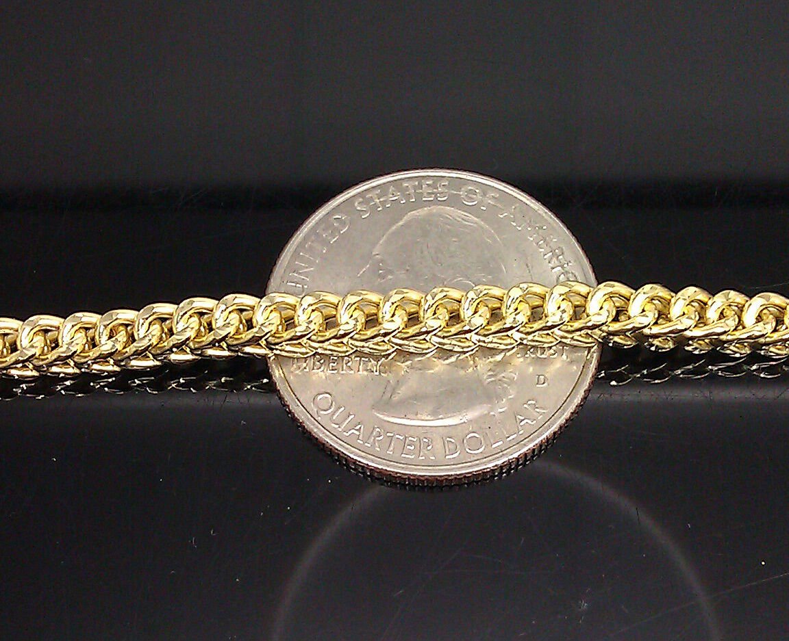 10k Yellow Gold Franco Bracelet 4mm 8" Inch Men Women Rope Cuban Link Real gold - GoldenlinQ
