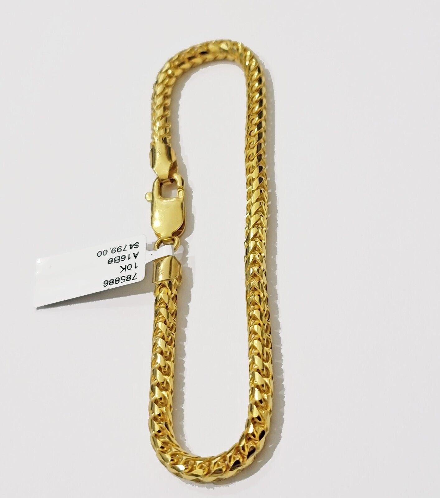 10k Yellow Gold Franco Bracelet Solid 4mm 8.25" Authentic 10KT , STRONG REAL - GoldenLinQ