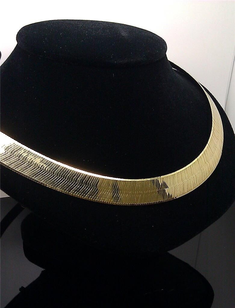 10K Yellow Gold Herringbone 15mm Thick 20" Long Mens Ladies THICK Gold Chain - GoldenlinQ