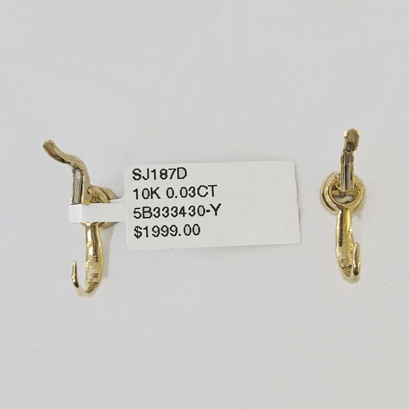 10k Yellow gold Hoops Earring Real Diamond Women Genuine - GoldenlinQ