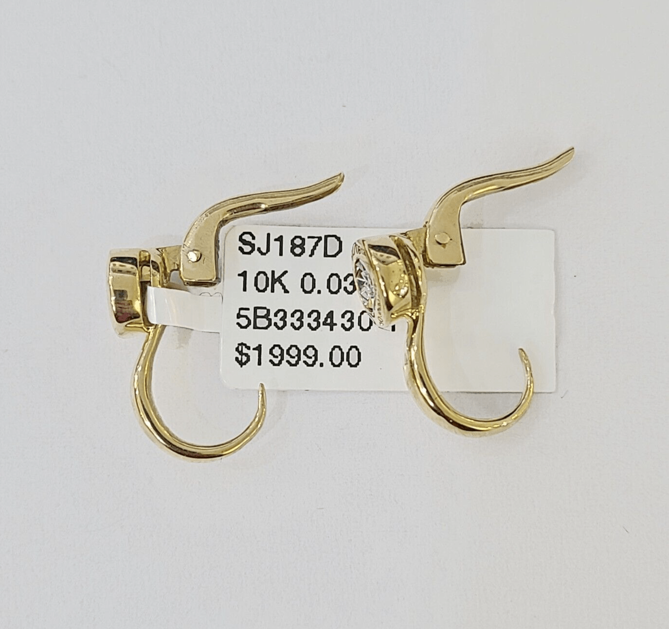 10k Yellow gold Hoops Earring Real Diamond Women Genuine - GoldenlinQ