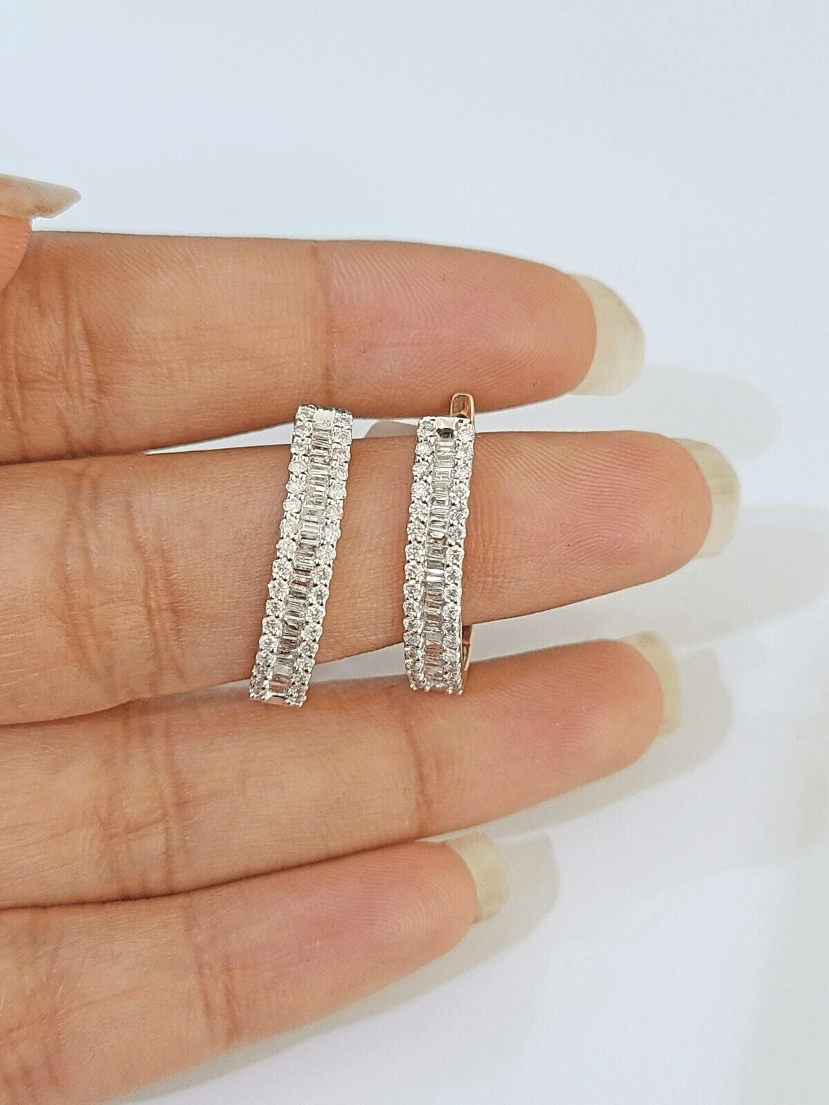 10k Yellow gold Hoops Earring with Real 1.00CT diamond , Women Hoops - GoldenlinQ