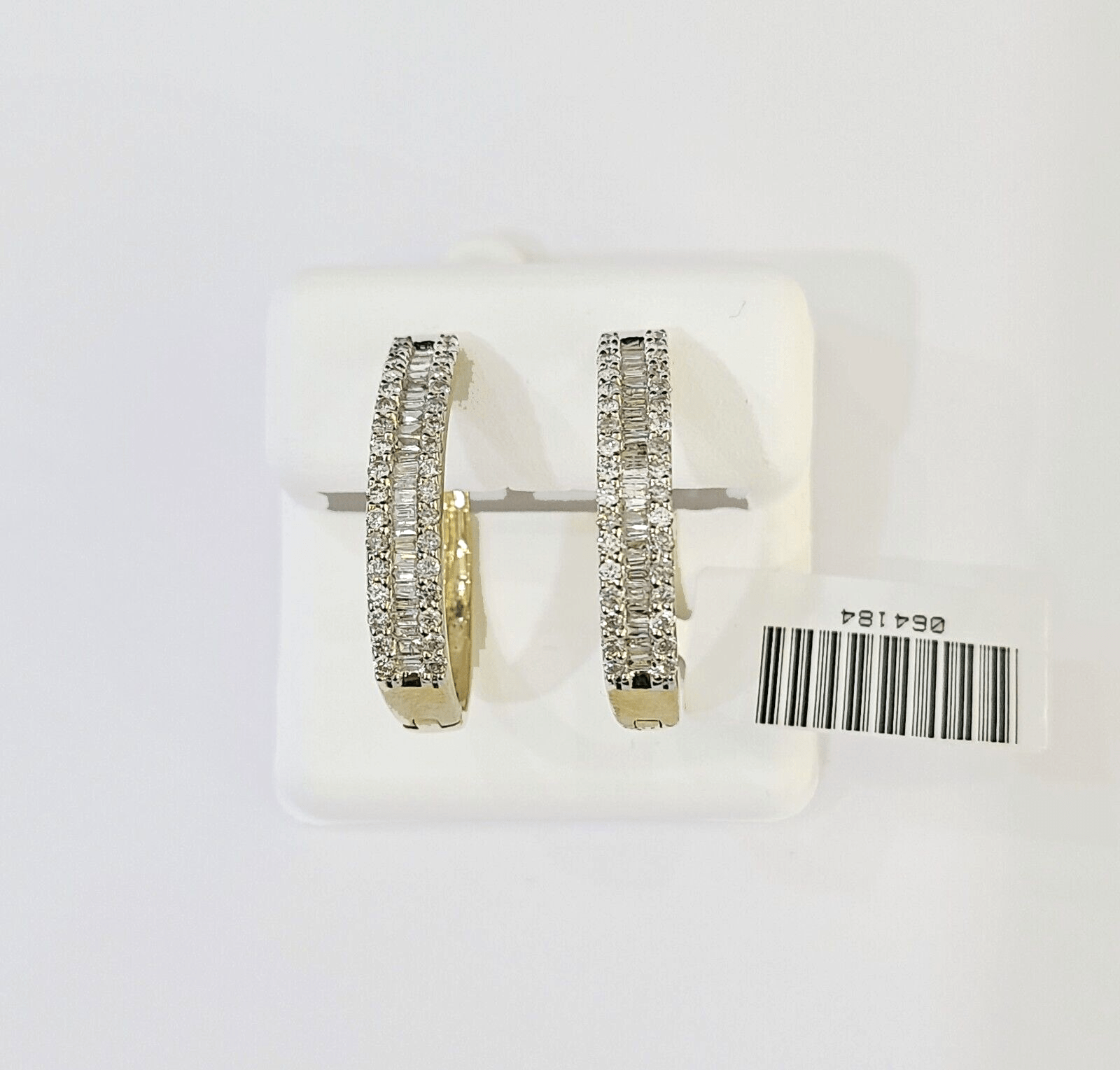 10k Yellow gold Hoops Earring with Real 1.00CT diamond , Women Hoops - GoldenlinQ