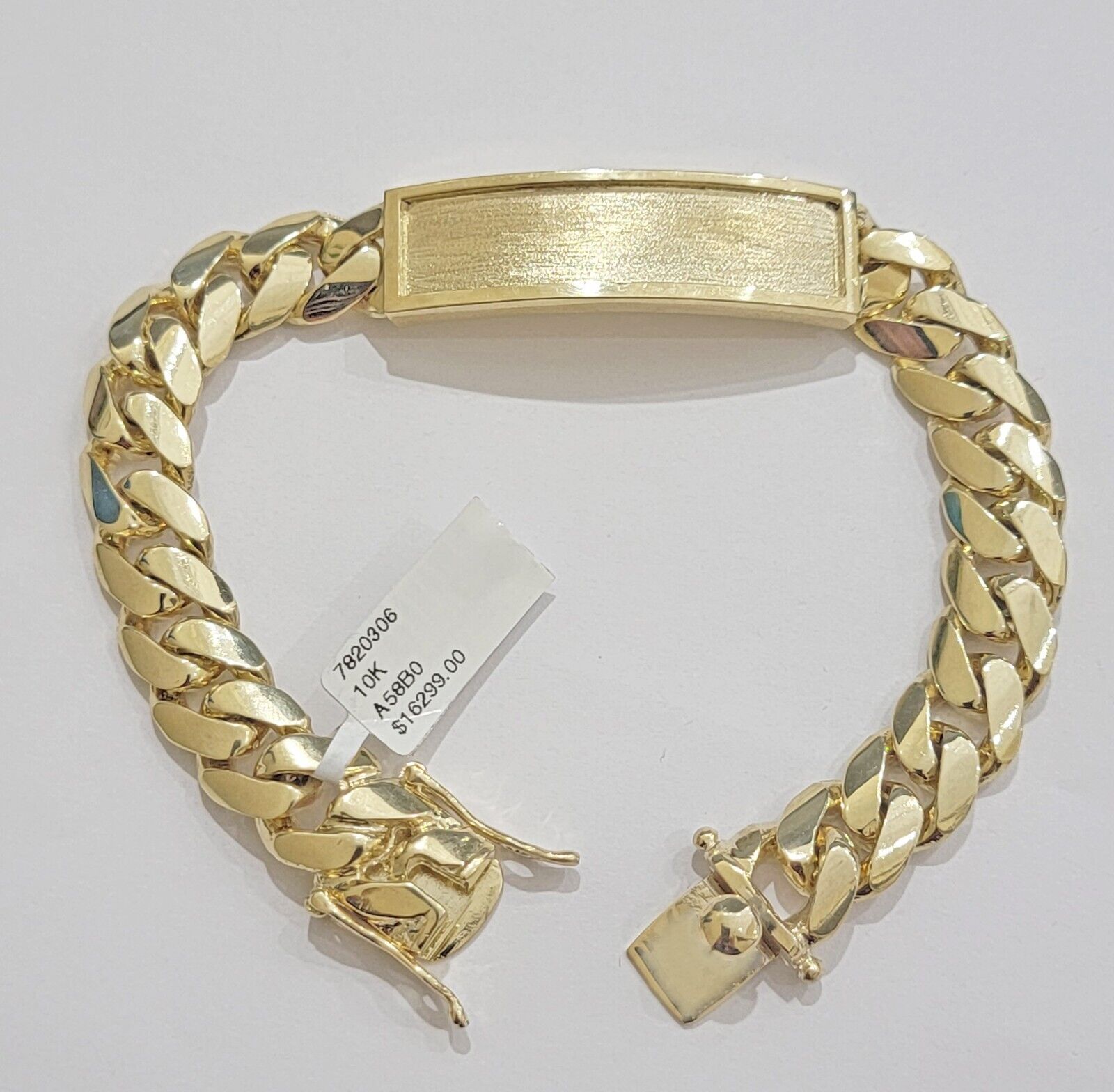 10k Yellow Gold ID Bracelet Miami Cuban Solid link 10mm Name Plate 9" Box Lock - GoldenLinQ