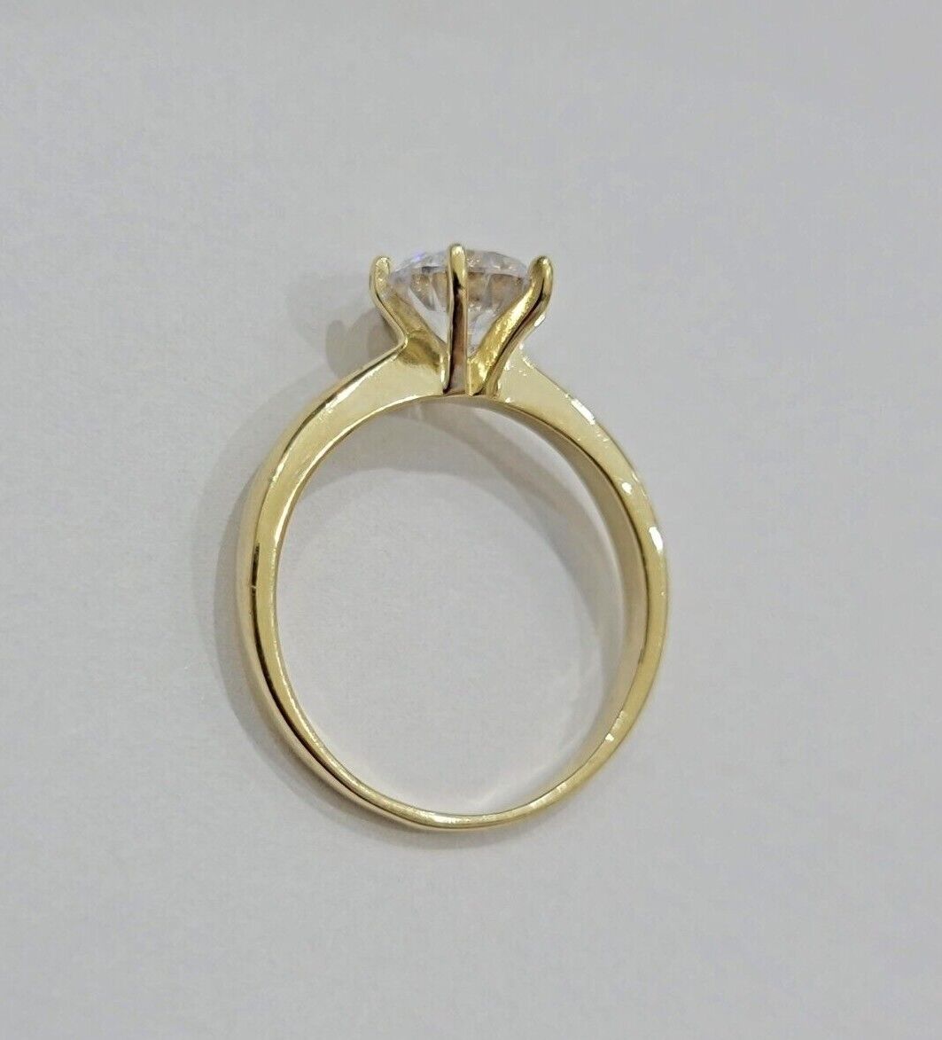 10k Yellow Gold Ladies Solitaire Ring For Womens Casual Band SALE Real Brand New - GoldenlinQ