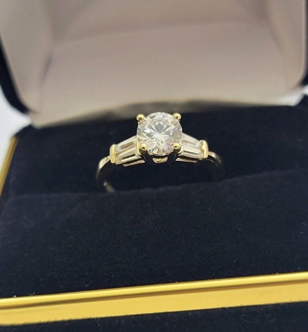 10k Yellow Gold Ladies Solitaire Ring For Womens Casual Band SALE Real Brand New - GoldenlinQ