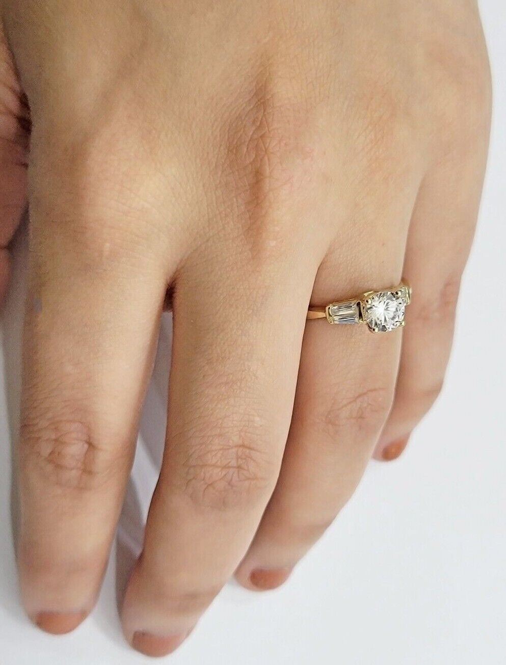 10k Yellow Gold Ladies Solitaire Ring For Womens Casual Band SALE Real Brand New - GoldenlinQ