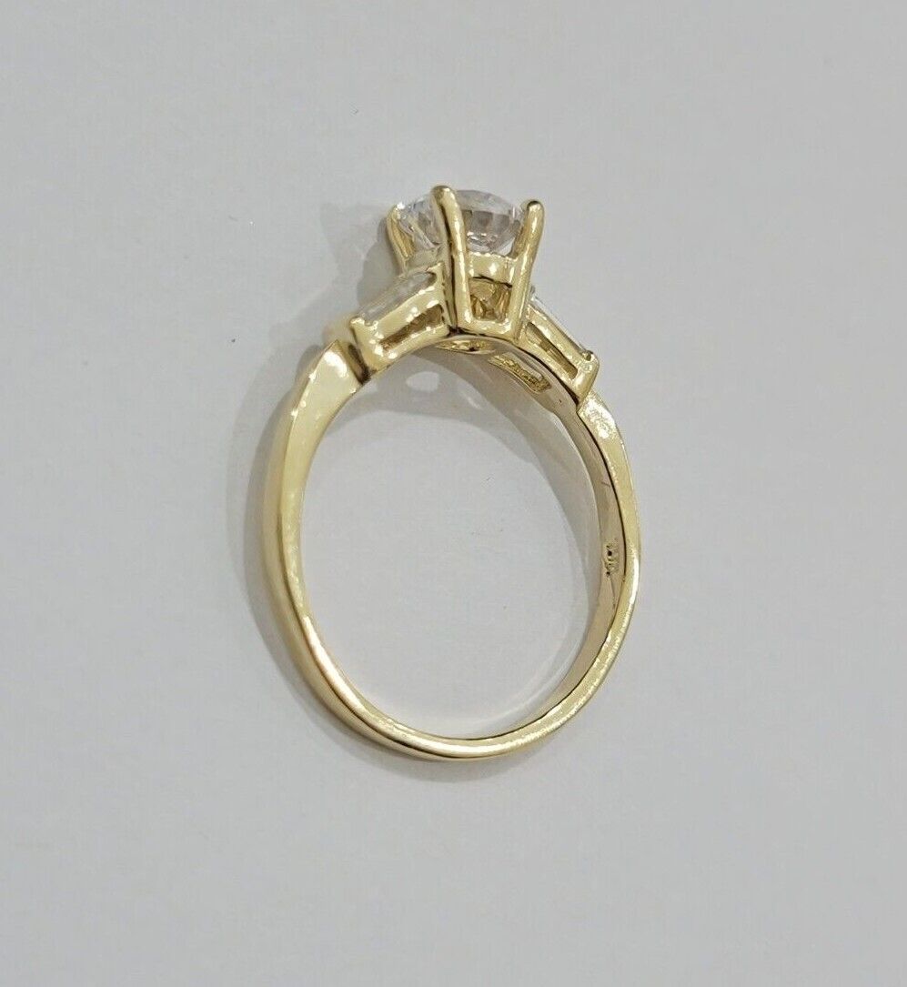 10k Yellow Gold Ladies Solitaire Ring For Womens Casual Band SALE Real Brand New - GoldenlinQ