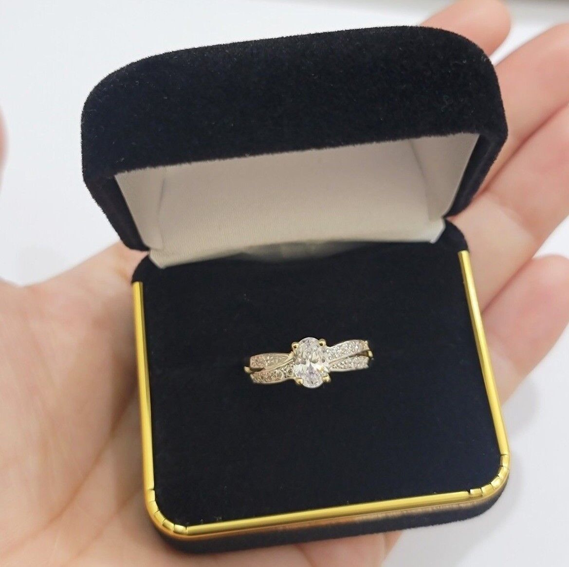 10k Yellow Gold Ladies Solitaire Ring For Womens Casual Band SALE Real Brand New - GoldenlinQ