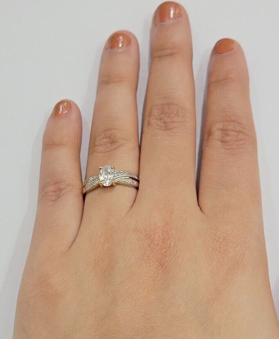 10k Yellow Gold Ladies Solitaire Ring For Womens Casual Band SALE Real Brand New - GoldenlinQ